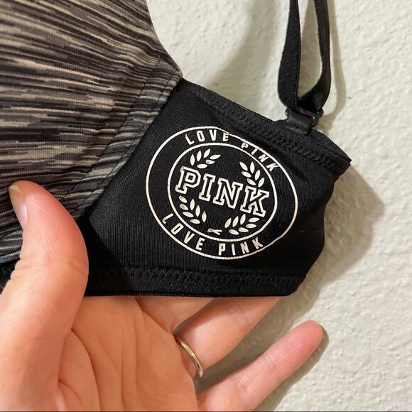 Victoria Secret Pink Black & White Heathered Push Up Bra Womens 34C Underwire - Picture 6 of 7